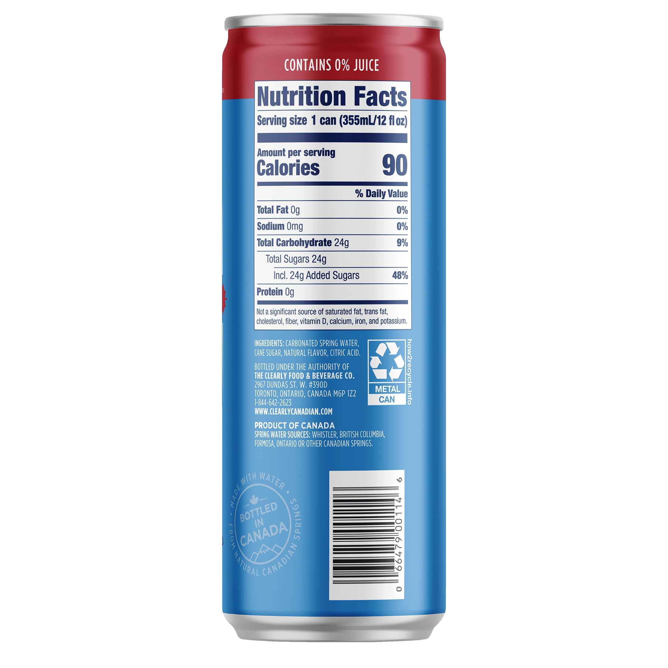 Clearly Canadian Wild Cherry Sparkling Water, 24-Pack 12 oz Cans