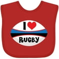 thumbnail image 3 of Inktastic I Love Rugby Sports Ball Boys or Girls Baby Bib, 3 of 4