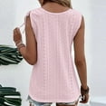 thumbnail image 4 of Womens Summer Tank Tops U Neck Sleeveless Tie Knot Strap Eyelet Cami Tee Shirts Solid Casual Button Down Tanks Blouses, 4 of 7
