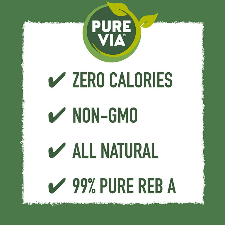 PURE VIA Stevia Sweetener Packets, Sugar Substitute, Natural Sweetener, No  Erythritol, Zero Calorie Natural Sweetener Packets, 40 Count (Pack of 12)