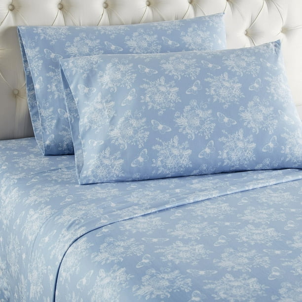Micro Flannel® Printed Color Sheet Set, Cal King, Toile Wedgewood