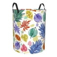 thumbnail image 2 of ZNDUO Round Laundry Basket, Waterproof Collapsible Laundry Baskets with Handles, Medium Size - Hand Painted Plant Leaves Pattern, 2 of 8