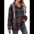thumbnail image 3 of Sudadera con Capucha y Estampado A Cuadros para Mujer, Sudaderas Extragrandes, Camisetas de Larga, Corte Holgado Tíbet XL, 3 of 9