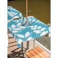 thumbnail image 2 of Outdoor Tablecloth with Umbrella Hole for Patio/Picnic/Party/Camping, Teal Cyan Leaves Waterproof Table Cloth Square Cover Washable, Farmhouse Botanical Branch Vintage Boho Leaf (60"x 60"), 2 of 9