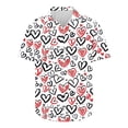 thumbnail image 4 of T-Shirt for Men's Valentine’s Day Heart Printing Casual Short Sleeve Turndown Collar Button Lapel Shirt,Soft Casual Men's Tee Red, 4 of 4
