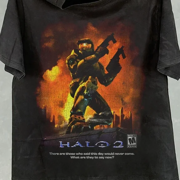 RARE Halo 2 Master Chief T Shirt Retro Bootleg Video Game Graphic Tee Unisex S-5XL