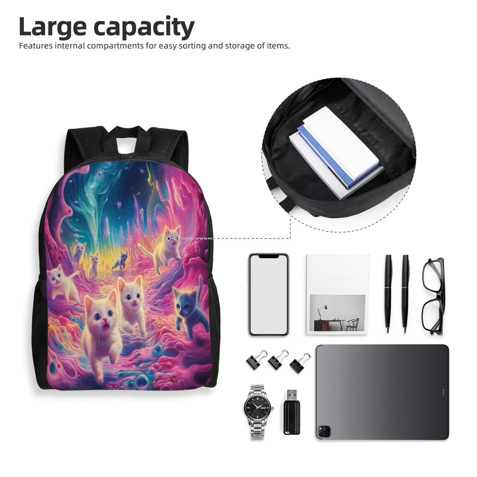 Cat Backpack Double Shoulder Backpack Durable, Spacious, Ergonomic Design for Travel, Work & Outdoor Use