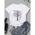 thumbnail image 2 of Heat Tree Print T-shirt for Women, Crew Neck Short Top, Loose and Fashionable, Perfect Gift, 2 of 6