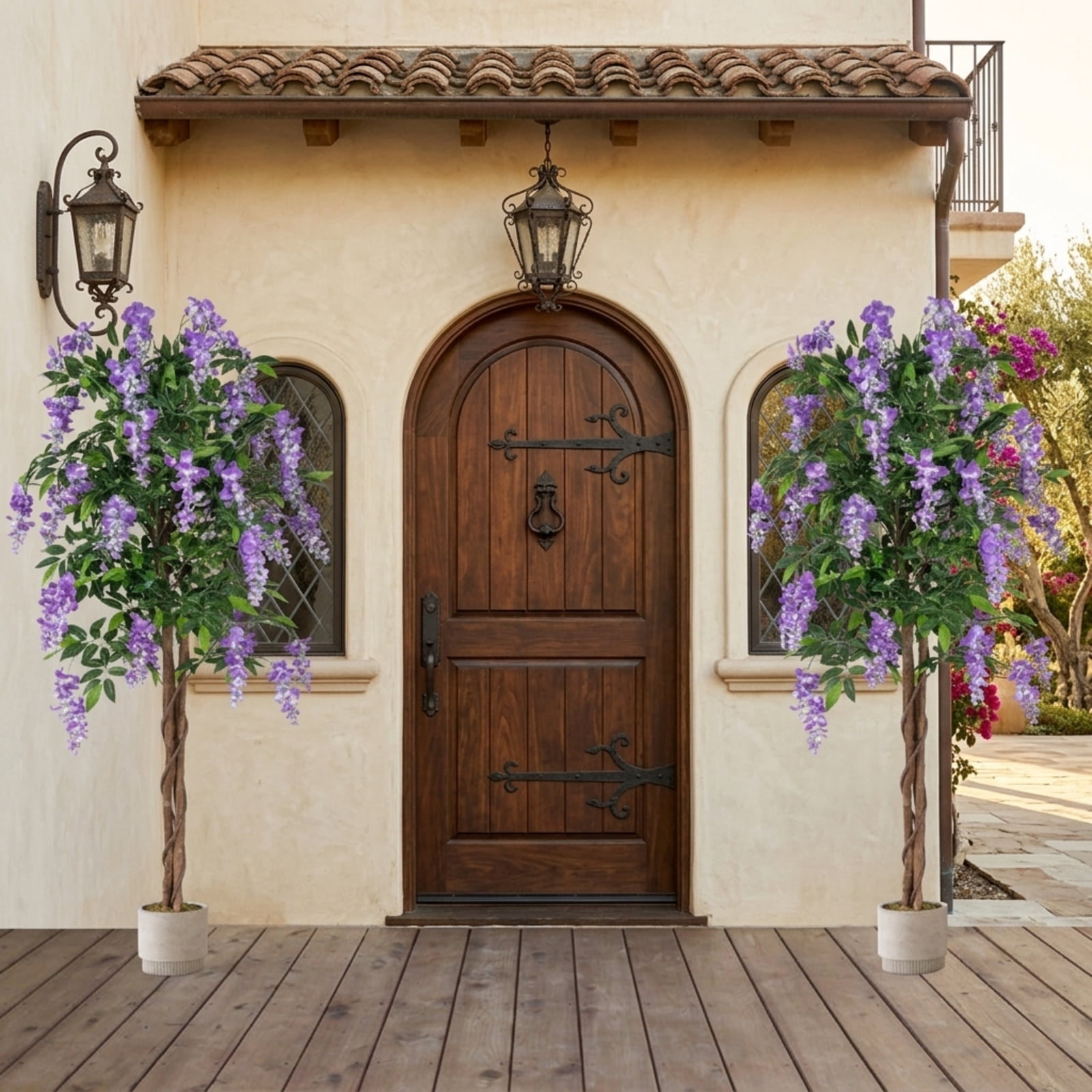 Vebreda Artificial Plant Decor, 5.5 FT Faux Wisteria Plant in Nursery Pot with Blooming Flowers, Vivid and Natural Appearance, Reliable Materials