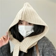 thumbnail image 5 of Scarves for Women Lightweight Knitted Women's Hats & Caps Balaclava Winter Hat Cozy Winter Scarf Beige, 5 of 8