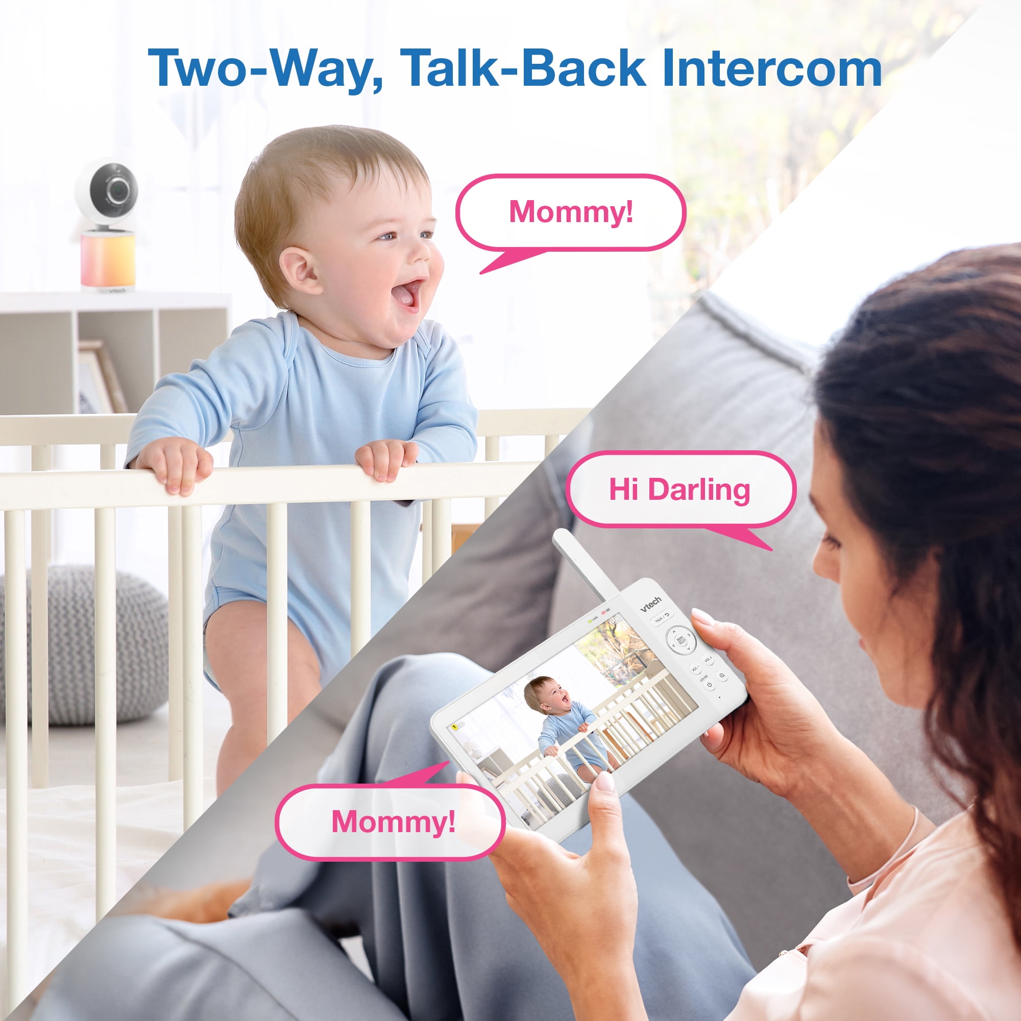 VTech VM7468HQ 7″ Digital Video Baby Monitor – Pan-Tilt-Zoom, Multi-Color Night-Light & 1,000 ft Range