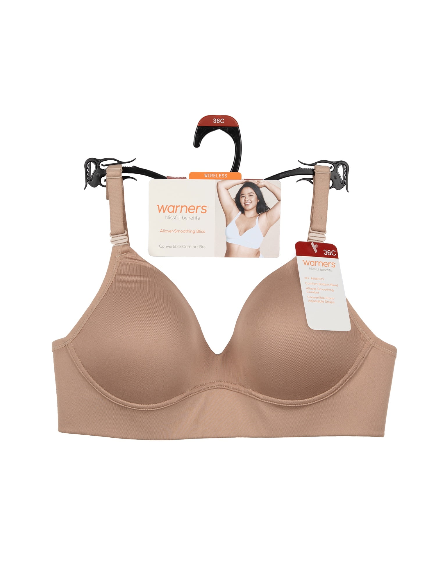 Warners Blissful Benefits Women's Allover-Smoothing Bliss Wireless Lightly Lined Convertible Comfort Bra, Sizes 34B-40C