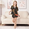 thumbnail image 6 of FORMRS Kids Short Sleeve Top and Pants Pajama Set Unisex Satin 2-Piece Sleepwear, Sizes 5-6Y, Black Fish Pattern, 6 of 8