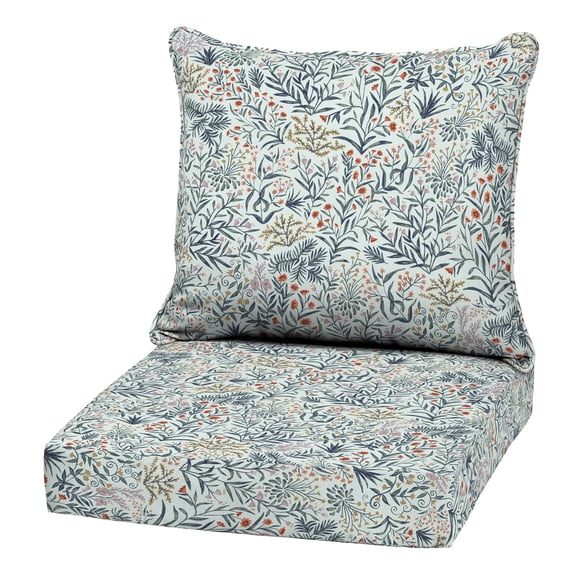 ARDEN Outdoor Deep Seat Cushion Set, 22 in x 24 in, Weather-Proof, Rain-Proof, Fade Resistant Patio Cushion Pistachio Botanical