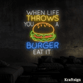 thumbnail image 3 of Craftnamesign When Life You A Burger Neon Sign, Burger Shop LED Signage, 3 of 4