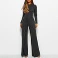 thumbnail image 2 of Riforla Jumpsuits for Women Casual Jumpsuits Loose Fit Belted Dressy Long Sleeve Crewneck Autumn Jumpsuit Long Wide Legs Formal Rompers Jumpsuits for Women Black M, 2 of 8