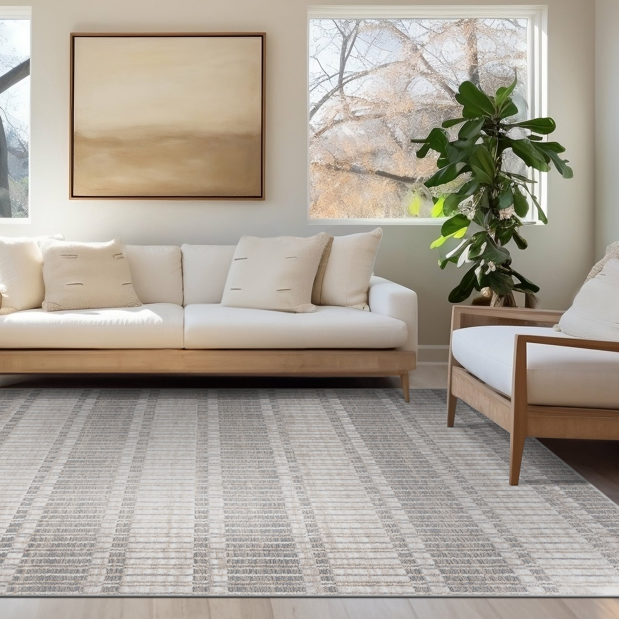 Alpha Transitional 9' x 12' Beige and Gray Polyester Indoor Area Rug