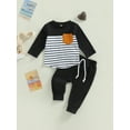thumbnail image 2 of Bagilaanoe 2pcs Toddler Baby Boy Long Pants Set Stripes Print Long Sleeve T-shirtTops + Sweatpants 6M 12M 18M 24M 3T Kids Casual Outfits, 2 of 8