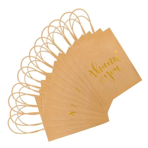 LABSERRON 20Pcs Brown Paper Goodie Bags with Handles for Birthday Party Wedding Favor Packaging