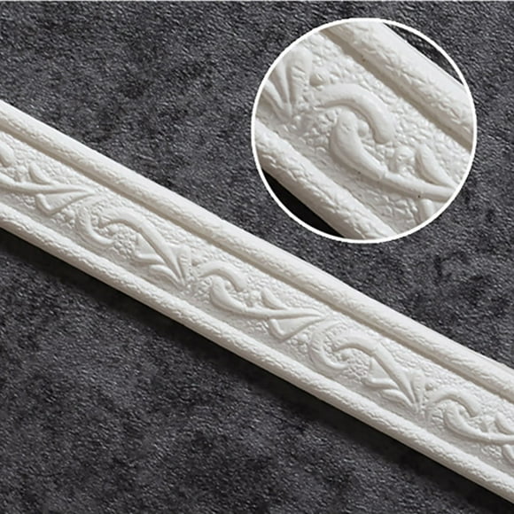 Ikeay Tile Stickers,Wall Trim Line Skirting Border 3D Pattern Sticker Decorative Self Adhesive Wall Border Strip Foam Molding Trim for Home Baseboard Corner Line Wall Waist Lines Wallpaper