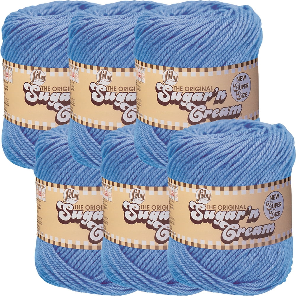 Lily Sugar'n Cream Yarn Solids Super SizeMod Blue, Multipack Of 6