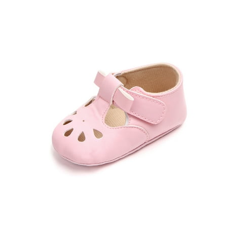 

Welliumy Toddler Flats First Walkers Mary Jane Soft Sole Crib Shoes Party Princess Dress Shoe Wedding Retro T-Strap Pink 12-18 months