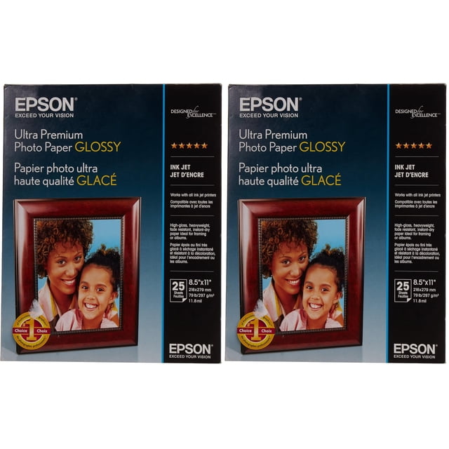 Papel fotográfico Epson Ultra Premium Glossy A4, 25 hojas, paquete de 2