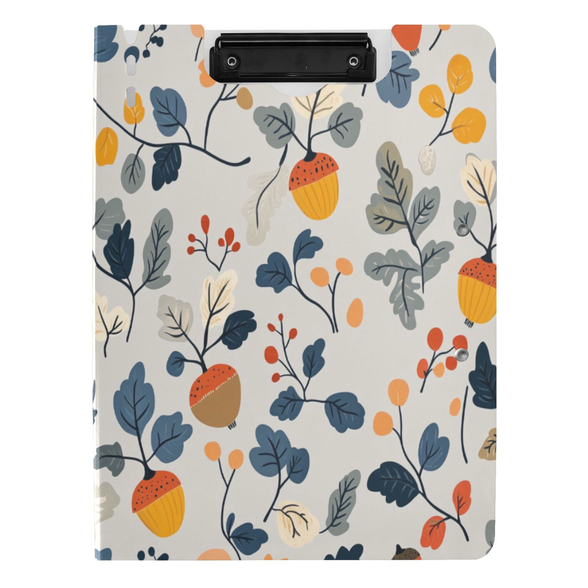 FORMRS A4 Clipboard Folder with Pen Holder Horizontal Foldable School Office Binder, Acorn Leaves Pattern