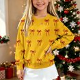 thumbnail image 2 of Christmas Kids Sweater Girls Crewneck Sweatshirt Long Sleeve Pullover Knit Tops,Relaxed Warm For Festival School Wear,Yellow,7-8 Years, 2 of 6