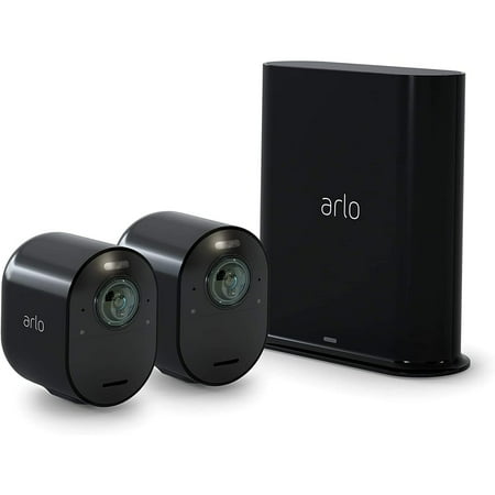 Arlo Ultra 2 Spotlight Camera 4K HDR (2 Cameras, SmartHub Included & Required) | Wireless Home Security Camera | Color Night Vision, Motion Sensor, 180º View, 2-Way Audio, Black