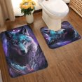 thumbnail image 2 of Honeii Purple Sky Wolf Pattern Bathroom Anti-Skid Pad Bathroom Mat Vintage Seamless Pattern Not-Slip Toilet Rug Set, 2 of 6
