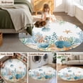 thumbnail image 5 of Round Rugs 3 Ft, Teal Blue Coastal Non Slip Area Rugs for Kitchen Bedroom Entryway, Summer Beach Starfish Shell Coral Nautical Washable Carpet Runner Rug Floor Mats for Bedroom Home Decor, 5 of 8
