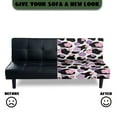 thumbnail image 5 of SCRAWLGOD Floral Cow Print Violet Black White Armless Futon Covers Dustproof Futon Sofa Bed Cover Scratch Resistant Washable Sofa Bed Slipcover with Elastic Bottom for Pets Dogs, 5 of 7
