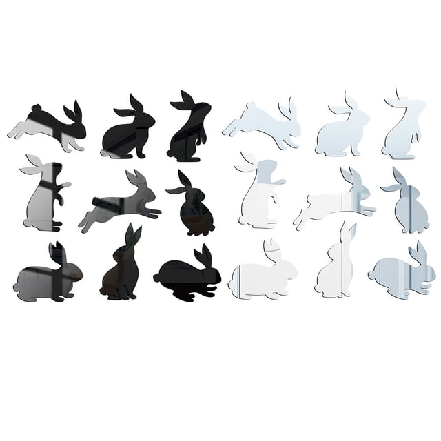 Miangastore 2 Sets Easter Bedroom Decals Creative Rabbit Stickers Wall Clings Decoration