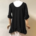 thumbnail image 4 of ZHUGeLI Women's Round Neck Long Sleeve Loose Imitation Cotton And Linen Tunic Blouse Up to 50% off Clearance, 4 of 7
