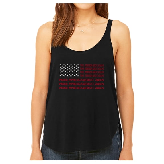 LA Pop Art Women's Premium Word Art Flowy Tank Top - Maga Flag