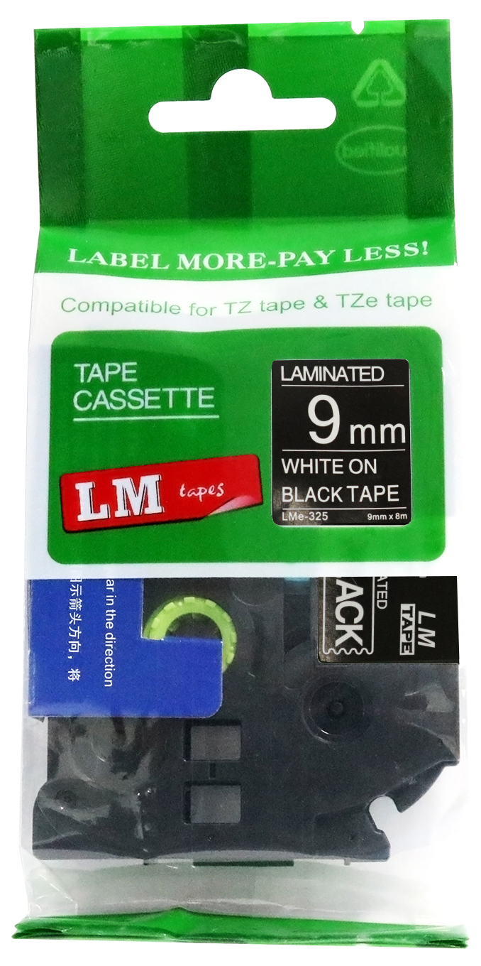 LM Tapes replacement for Brother PTD200 3/8" (9mm 0.35 Laminated