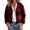 Wine, variant on Scyoekwg Women's Cropped Plaid Sherpa Jacket Lapel Collar Button Front Fleece Coat Long Sleeve Warm Fall Casual Outerwear,Size:S-XXL