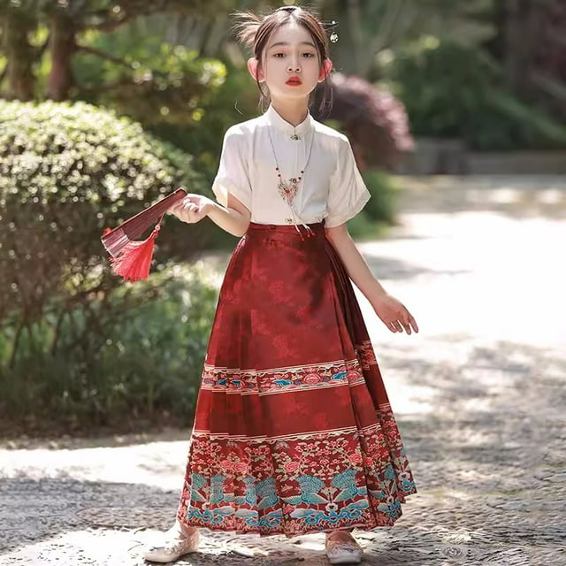 Jupe Visage de Cheval pour Filles Style Traditionnel Chinois Robe Hanfu Été Style Tang Jupe FJH