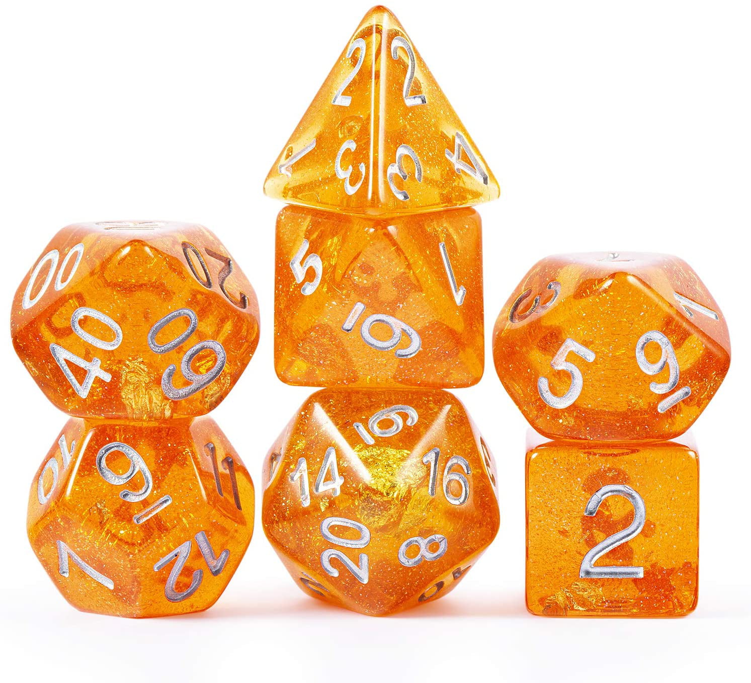 7×Polyhedral Dice For Dungeons And Dragons Dice DND RPG MTG Red Orange New 2018 