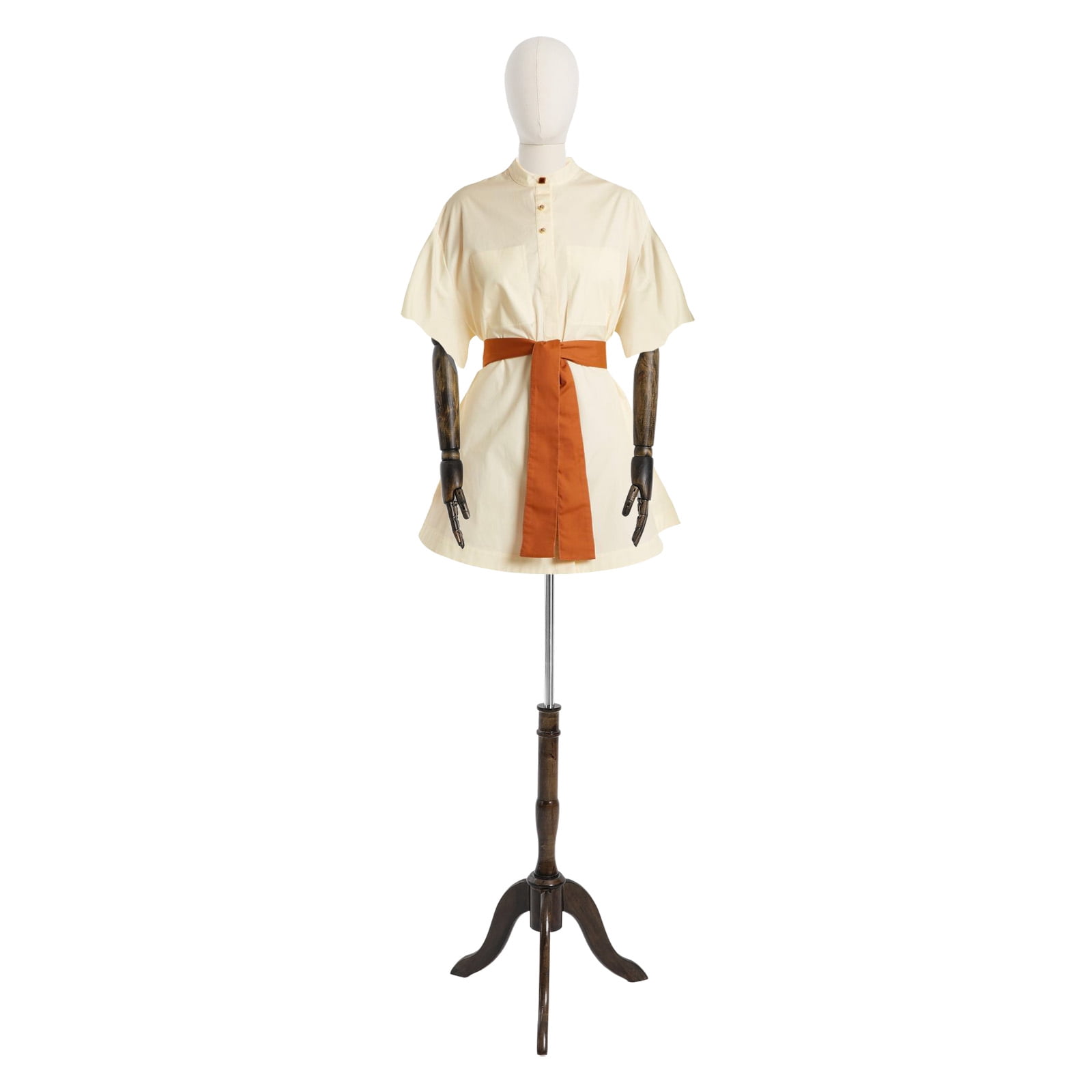1 PCS Female Mannequin, Clothing Display Model Body Stand with Head, Female Mannequin with Triangular Base(Beige, Dark Brown), Adjustable Height: About 155-200cm/61.02-78.74in
