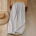 thumbnail image 4 of DHFJKG Womens Bohemian Wide Leg Pants For Women Flowy Palazzo Floral Embroidery Summer Loose Fit Elastic Waist Pants With Pockets Ethnic Style Stylish Trousers, 4 of 4