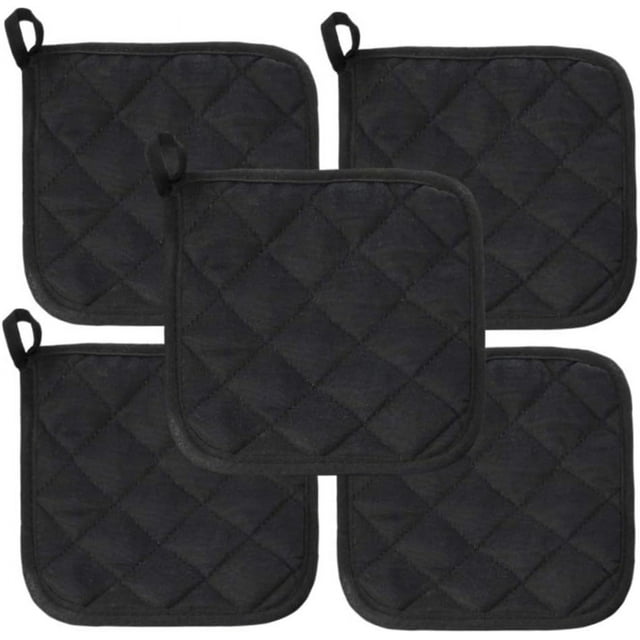 5Pcs Kitchen Pot Holders Set Heat Resistant Pure Cotton Potholders Kit Trivets Large Coasters Hot Pads Pot Holders for Everyday Cooking and Baking by 6.5 x 6.5 Inch