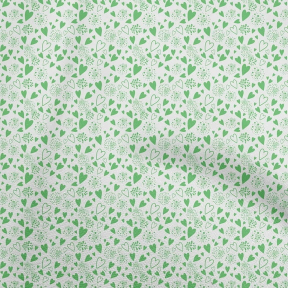 oneOone Polyester Spandex Green Fabric Heart Diy Clothing Quilting Fabric Print Fabric By Yard 56 Inch Wide