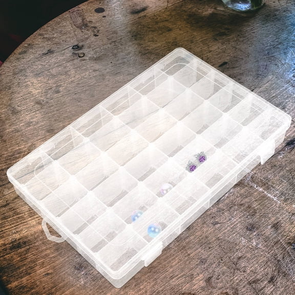 IBASETOY Transparent Plastic Letters Box with 36 Grid Dividers for Household Storage and Organization