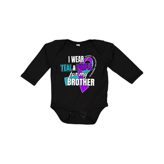 Inktastic Suicide Prevention I Wear Teal and Purple for My Brother Boys or Girls Long Sleeve Baby Bodysuit