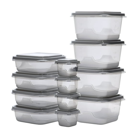 GoodCook EveryWare Set of 12 BPA-Free Food Storage Containers with Lids, 24 Pieces Total, Clear/Grey