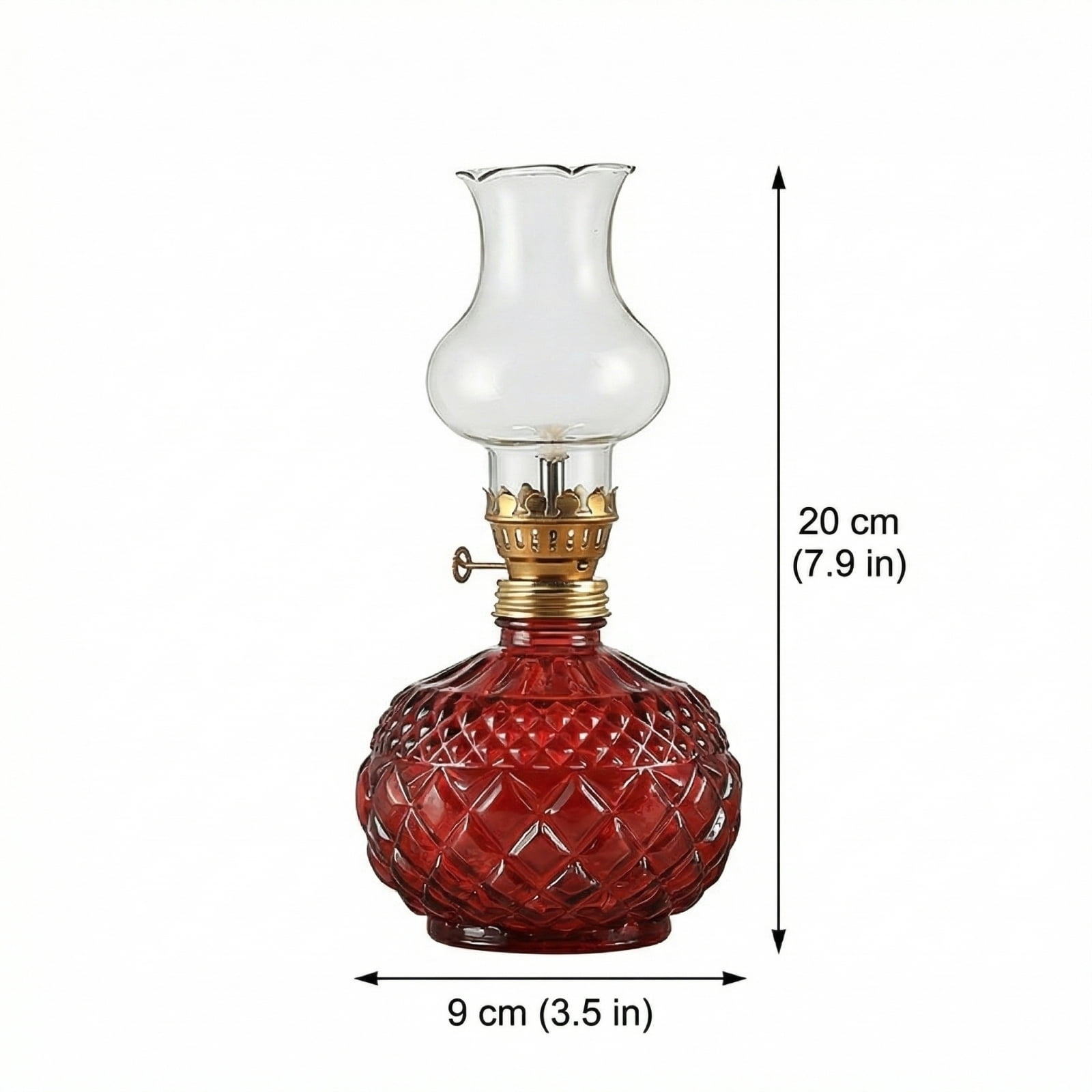 Vintage Crystal Kerosene Lamp, Clear Glass Body with Classic Brass Accents, for Home Decor, Camping, Emergency Lighting, Nostalgic Ambiance Creation