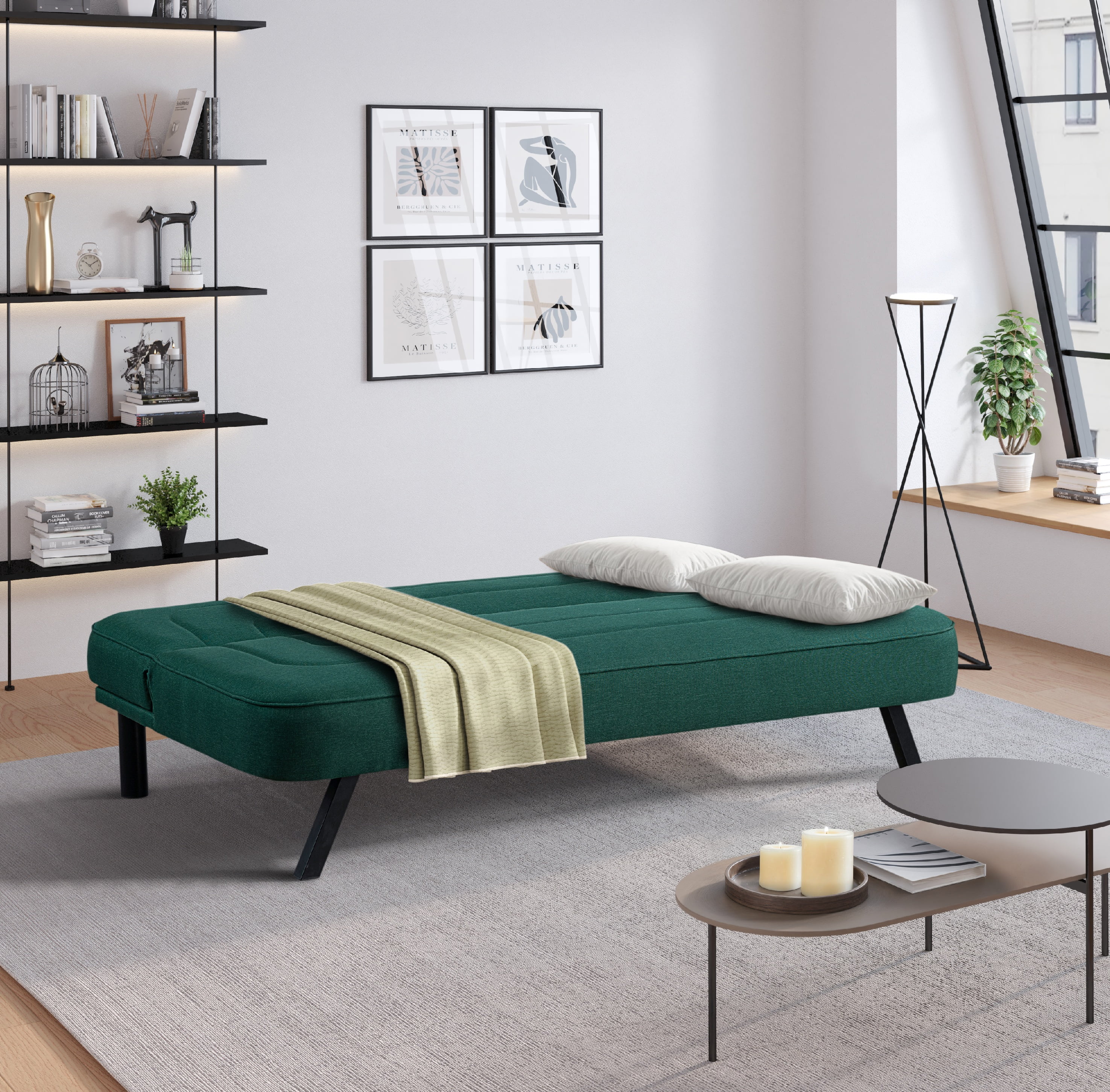Serta Fletcher Modern Twin Futon, Green Woven Fabric