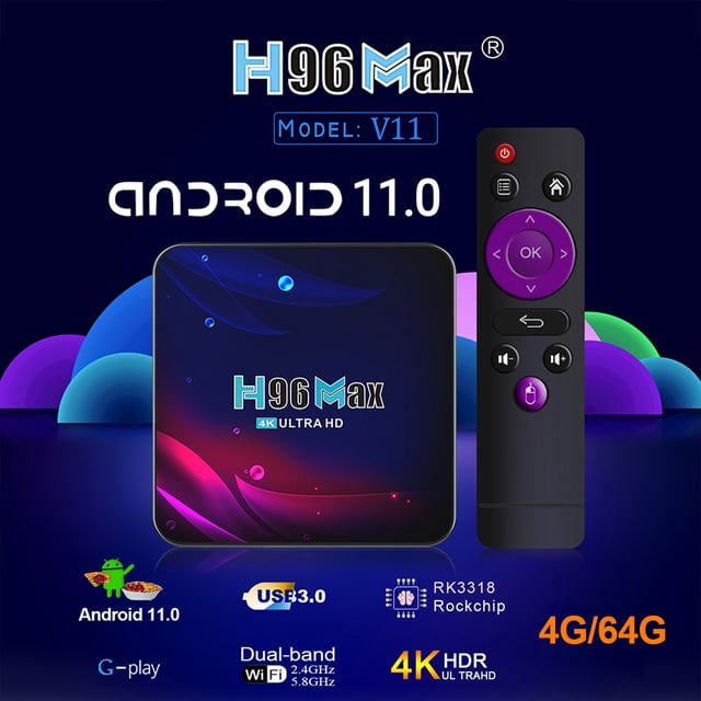 H96 Max V11 TV Box Android 11.0 Compatible con Bluetooth 4.0 WiFi 4K STB (4GB+64GB UE)